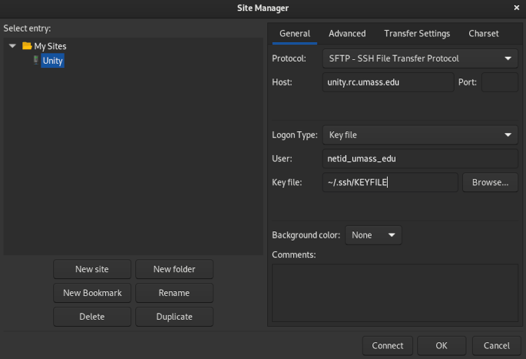 Configure FileZilla for Unity