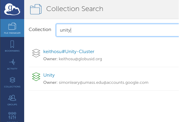 Globus collection search