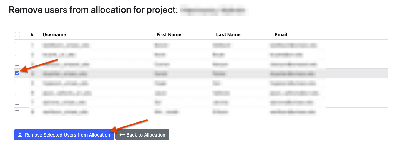 allocation portal remove user from allocation